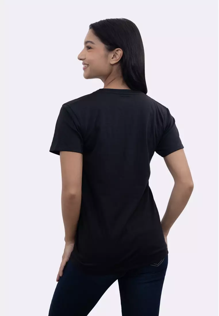 Ladies Black Round Neck T-Shirt