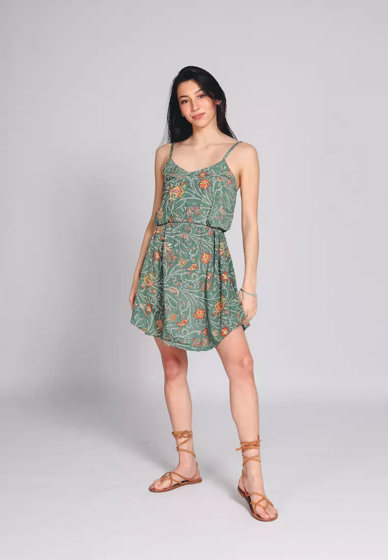 green floral lana sleeveless mini dress