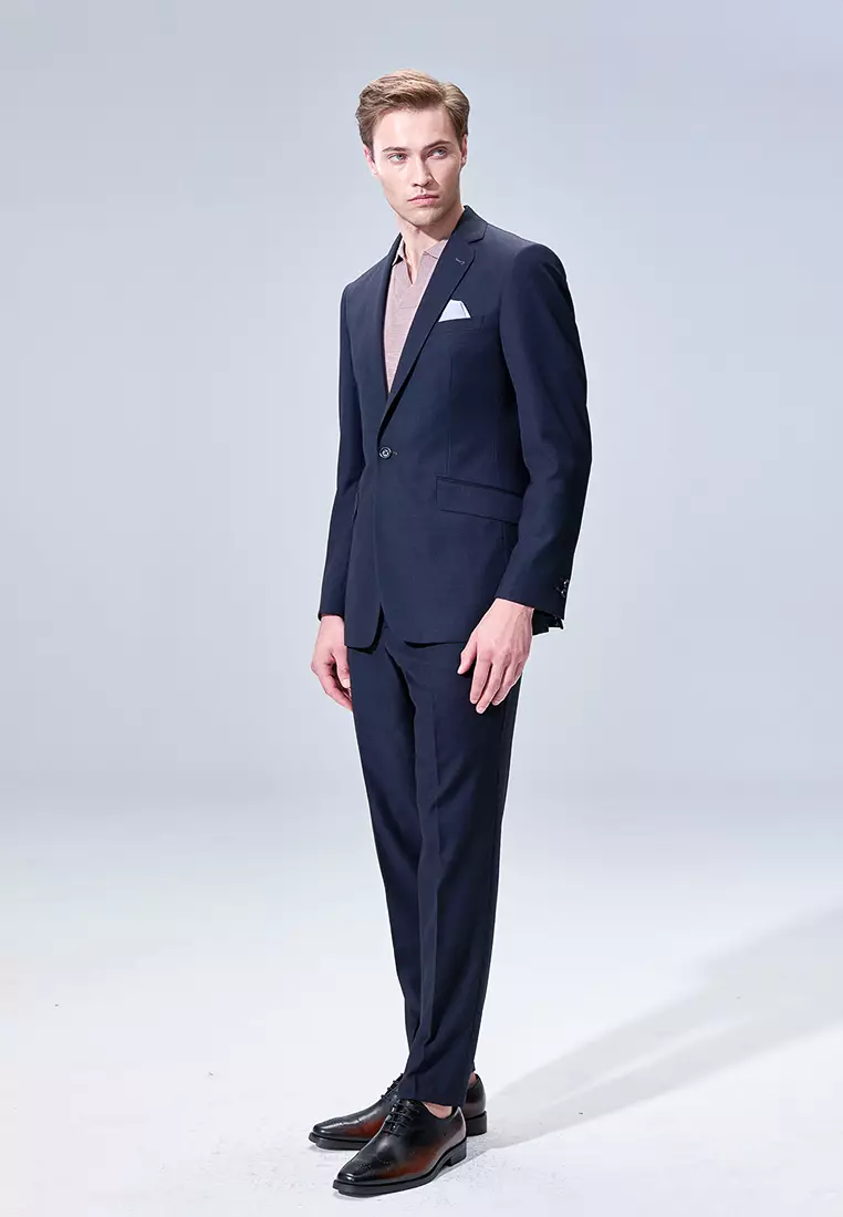Midnight Blue Houndstooth Slim Suit