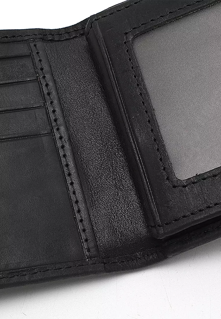 Leather RFID Bi-Fold Short Wallet (Dompet Pendek Kulit Asli RFID Pria) - Hitam