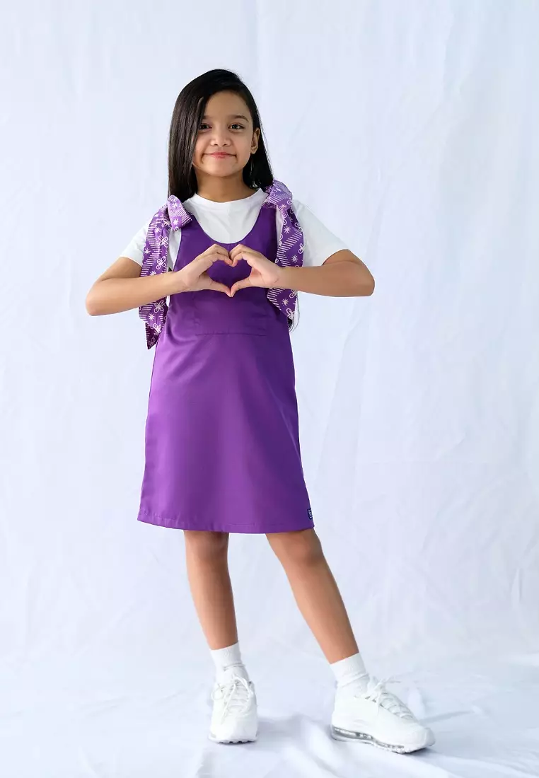 Girls purple pinafore hot sale