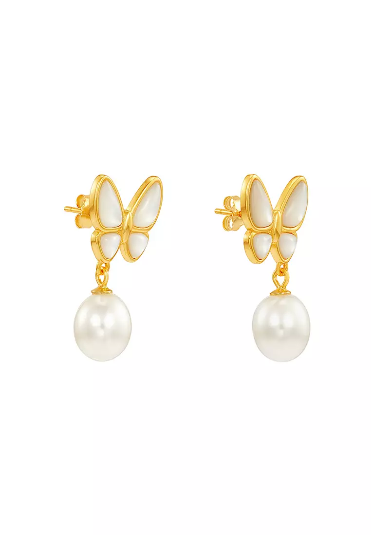 HABIB 925 Yellow Gold Fresh Water Pearl Earrings Z4528S(2)-E(YG)