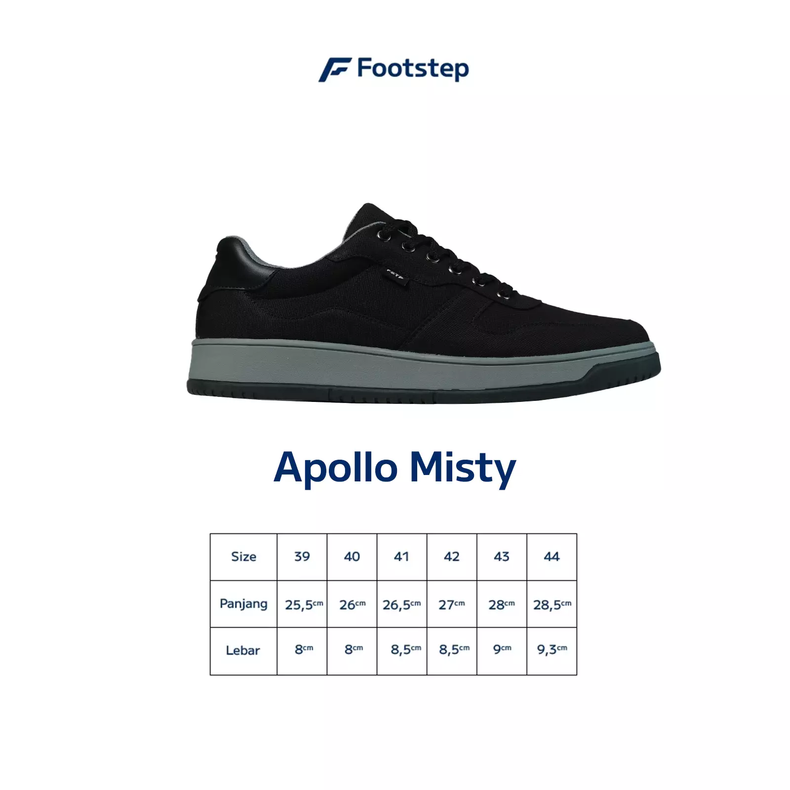 Footstep Footwear Sepatu Pria Sneakers Apollo Misty Black Original Shoes