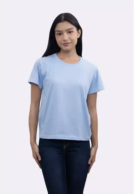 Ladies Blue Round Neck T-Shirt