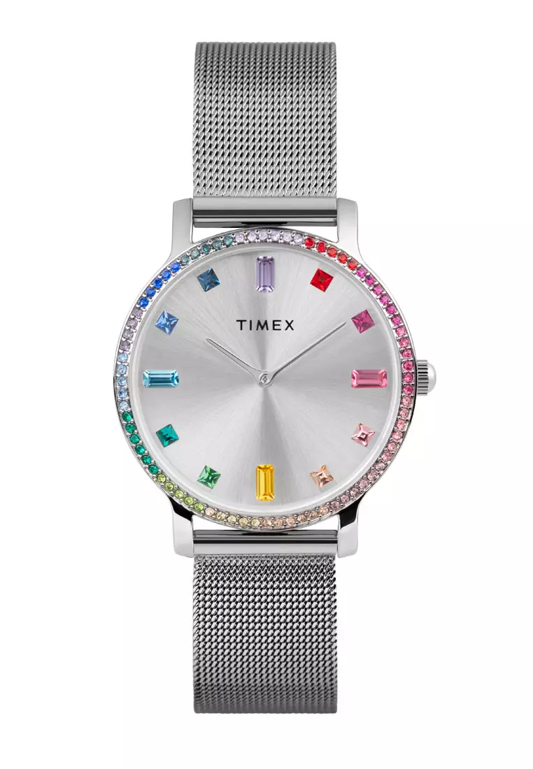 Timex Transcend Silver Stainless Steel Analog Quartz Watch For Women TW2W19100