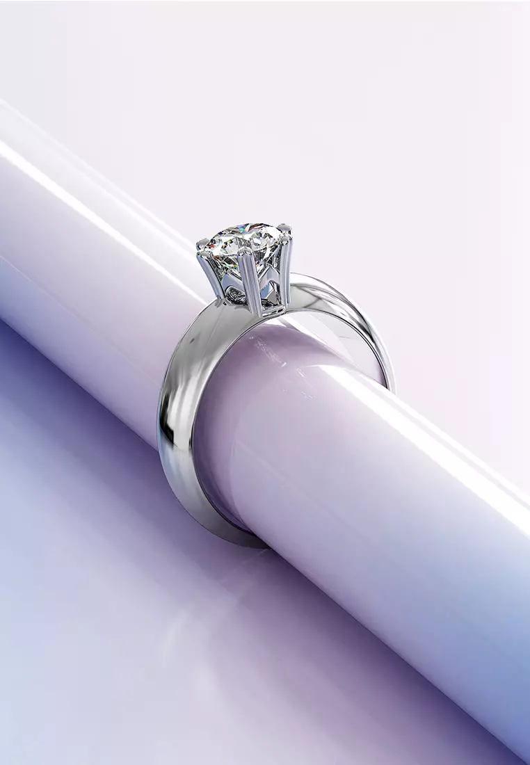 Jewel In The Palace Solitaire Ring in White Gold Embellished with Swarovski crystals