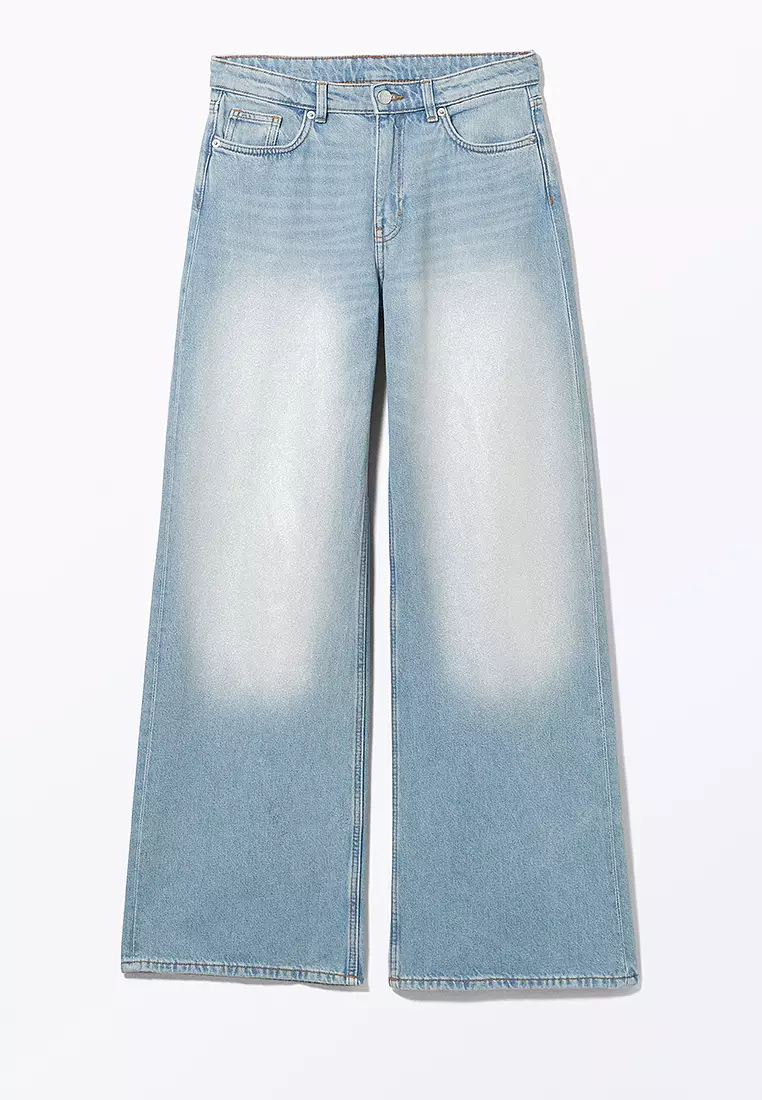 Buy Monki Paz Mid Wide Metallic Jeans 2025 Online | ZALORA