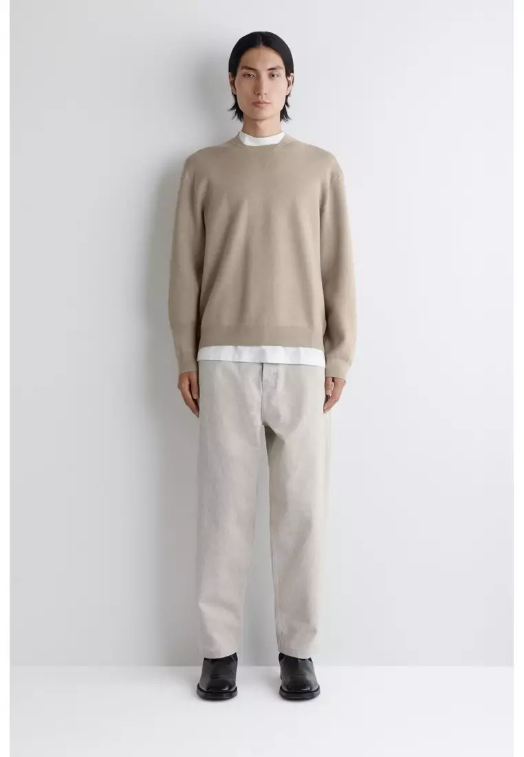 DOUBLE-FACED BOMBER-NECK KNITTED JUMPER