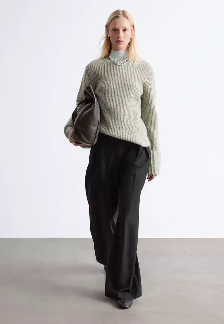Wool-Blend Tailored Trousers