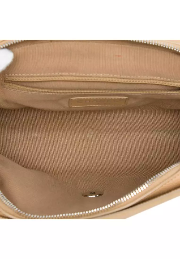 Pre-Loved Chanel Cc Bicolor Quilted Caviar And Grosgrain Top Handle Flap