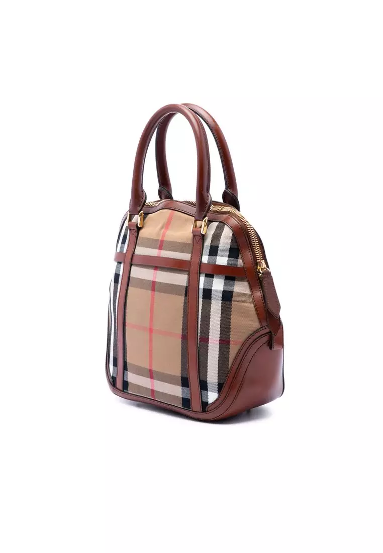 Pre-Loved Burberry Medium House Check Canvas Bridle Orchard Handbag