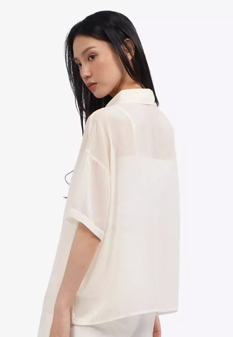 Short Sleeve See Through Blouse