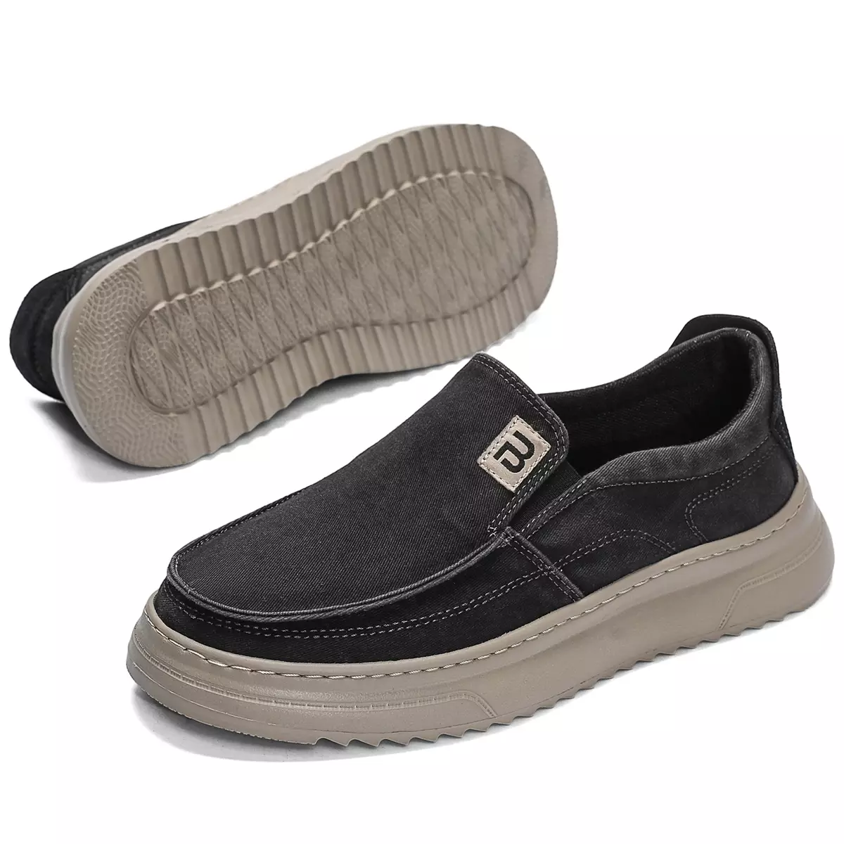 LURAD Sepatu Slip On Pria Polos Kanvas Simple Sneakers Cowok Slide Selop XK1122