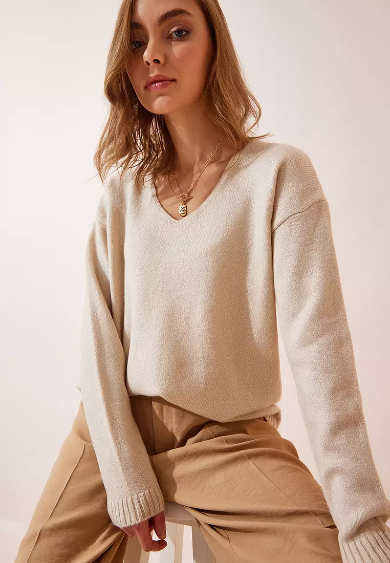 V-Neck Knitwear Sweater