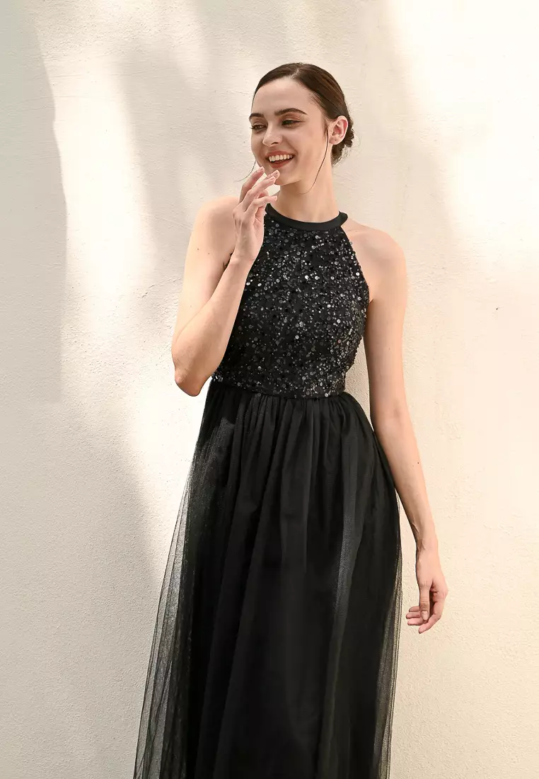 网纱长款晚礼服