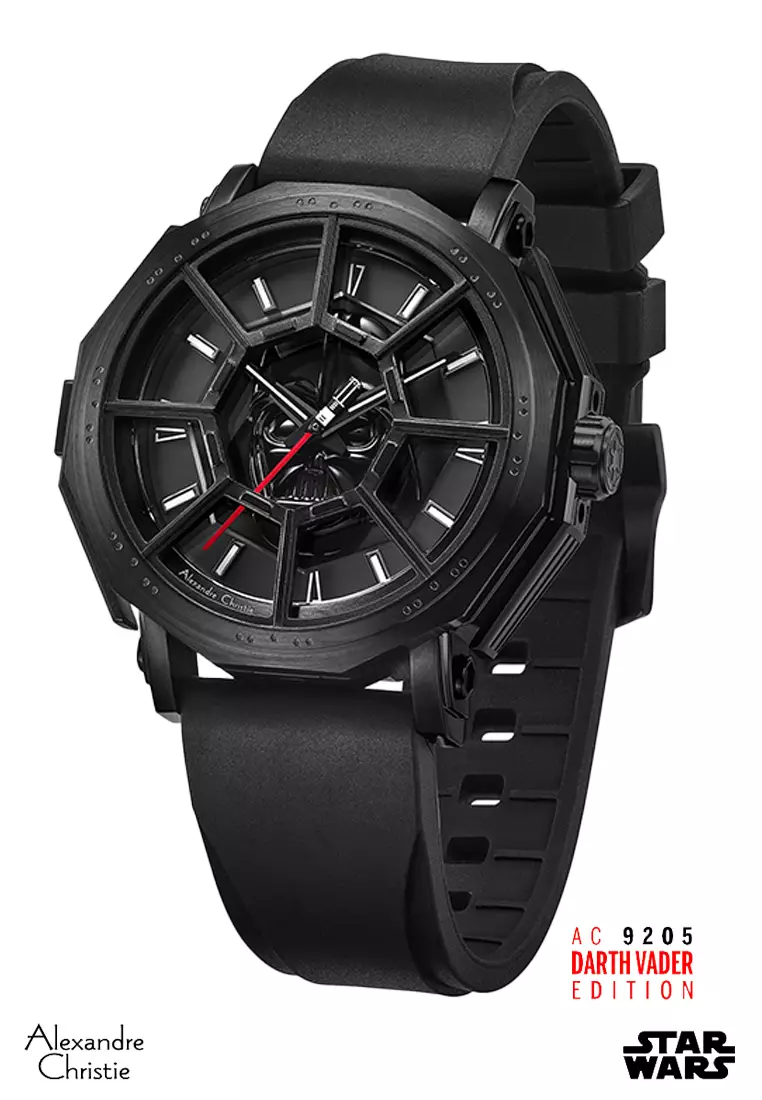 Alexandre Christie Star Wars Darth Vader Limited Edition Gift Set Men Black & White Dial Open Case Stainless Steel Black Premium Rubber 47mm - AC9205MHRDV1