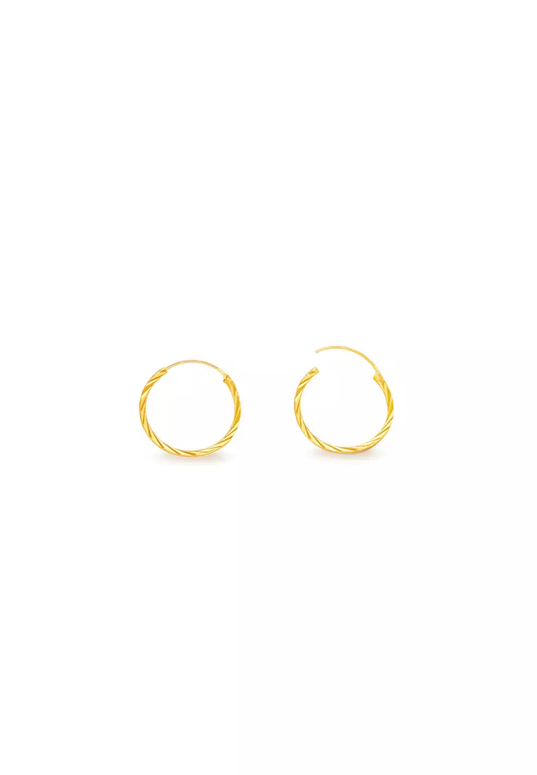 916/22K Gold Round Earrings S77B (M Size)