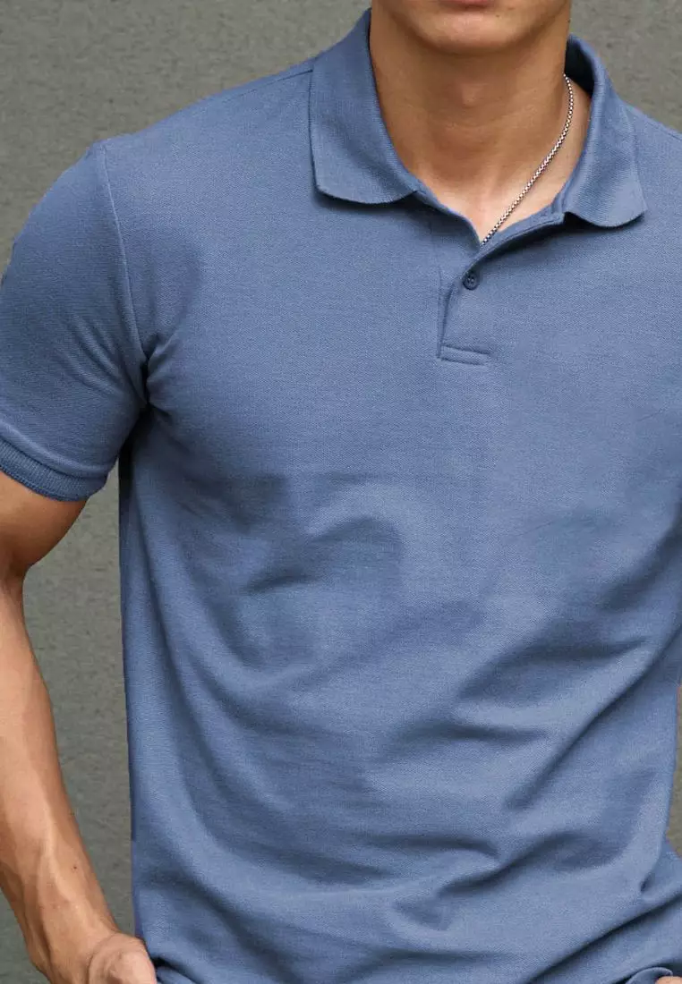 Kale Park Steel Blue / Kaos Polo Pria Lengan Pendek Kerah / Polo Shirt Slim Fit