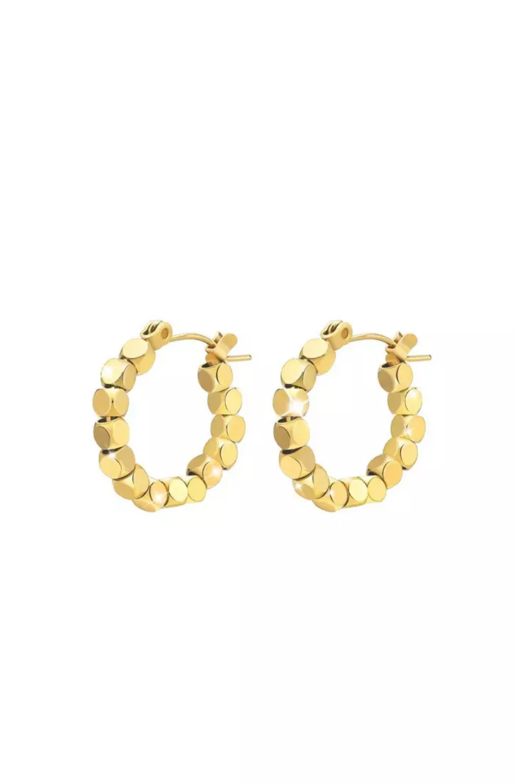 Gold top titanium earrings