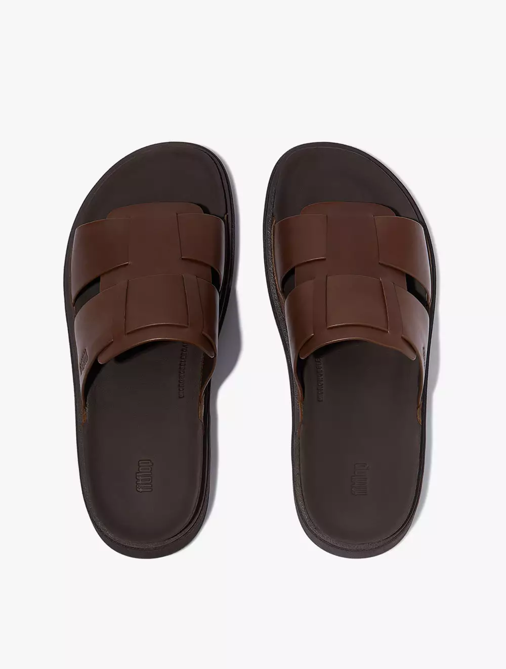 Fitflop Gen-FF Mens Leather Fishmerman Slides - Mocha Brown
