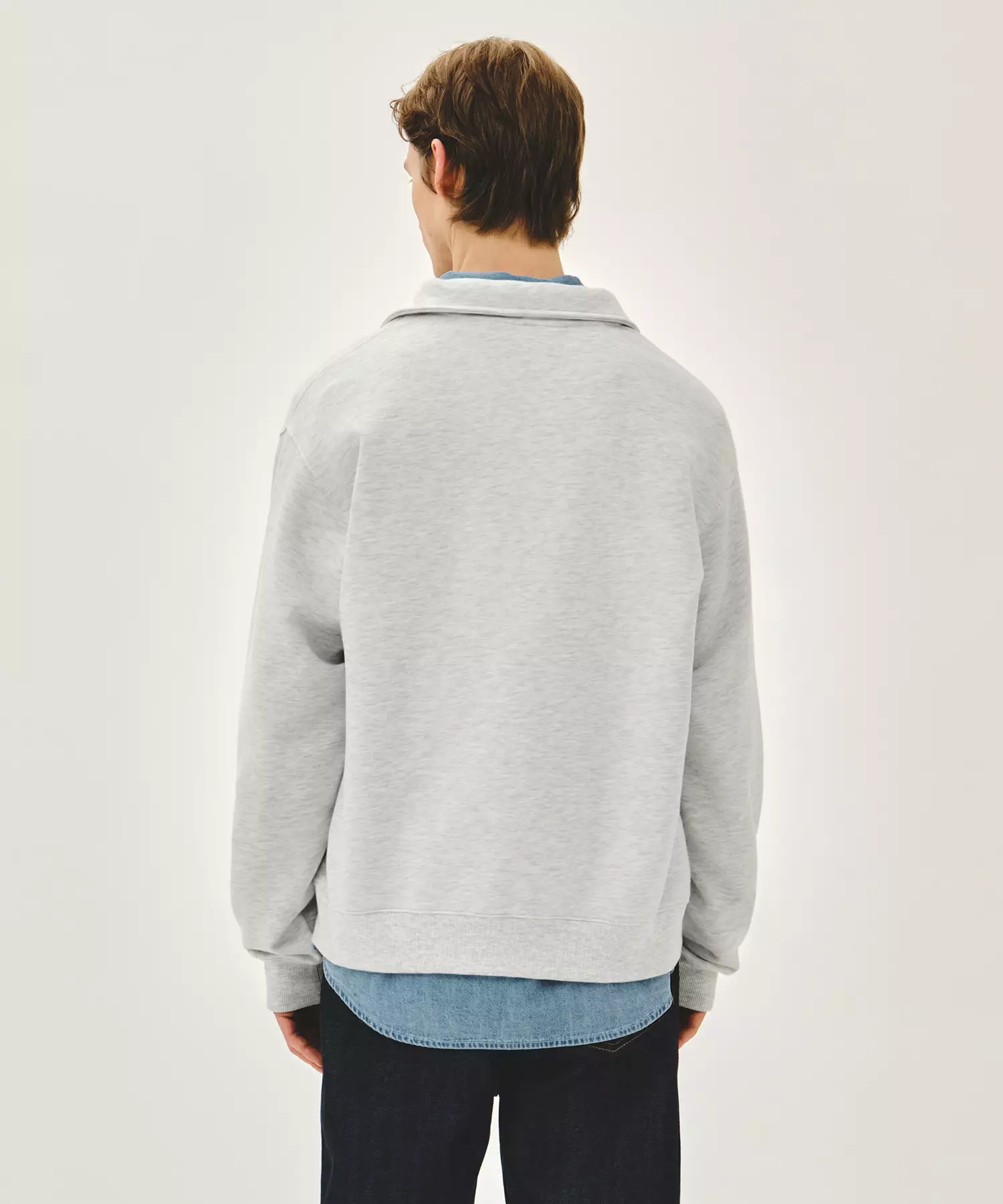 SMALL CLASSIC LOGO HALF ZIPUP SWEATSHIRT light heather gray