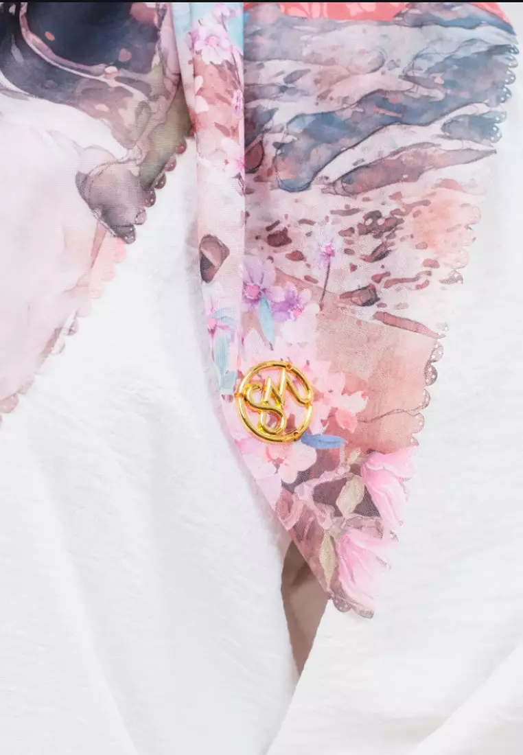 Hijab Segi Empat Wanita Premium Alula Series Signature Square Voile Scarf Blush Peach