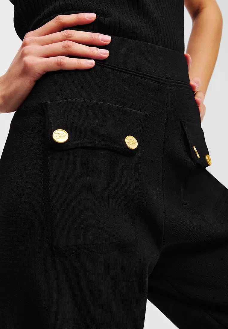Button-Detail Knit Pants