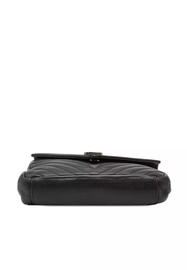 Pre-Loved Saint Laurent Medium Chevron Sheepskin Monogram College Satchel