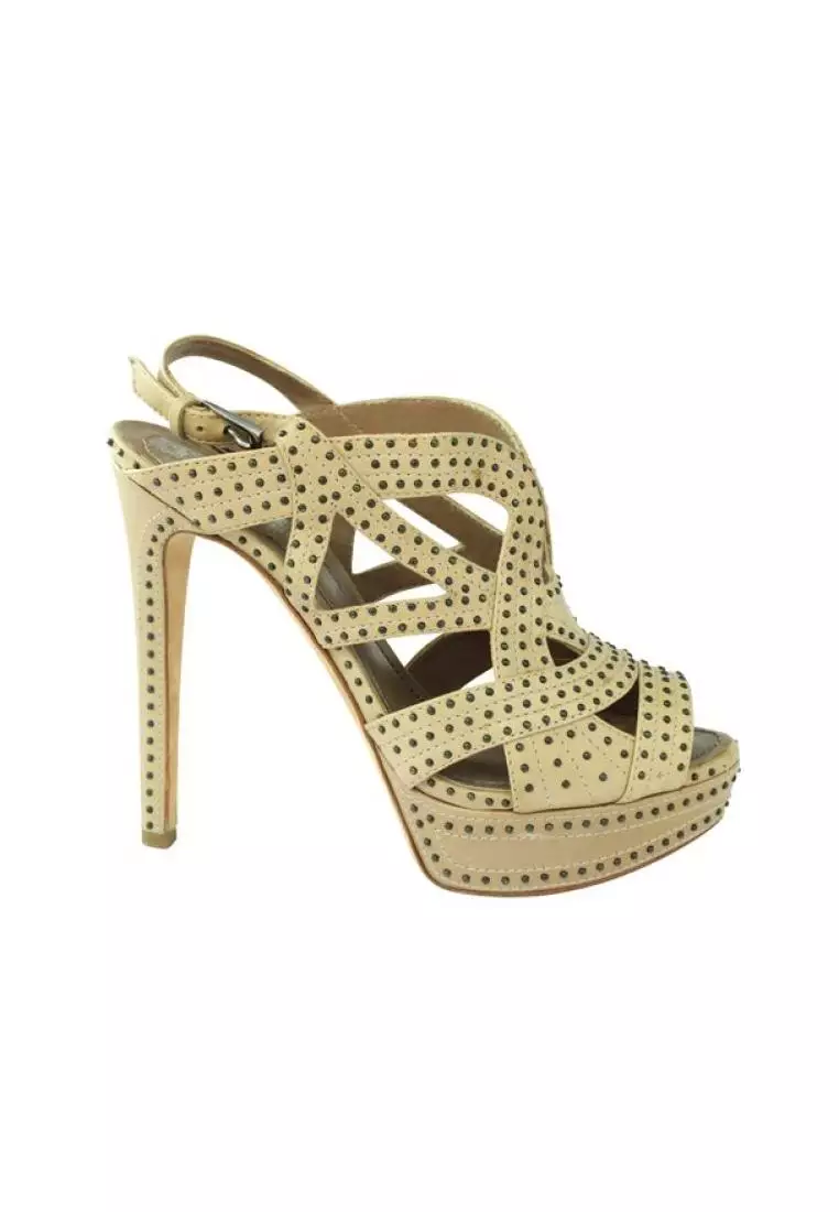 Gold studded heels sales