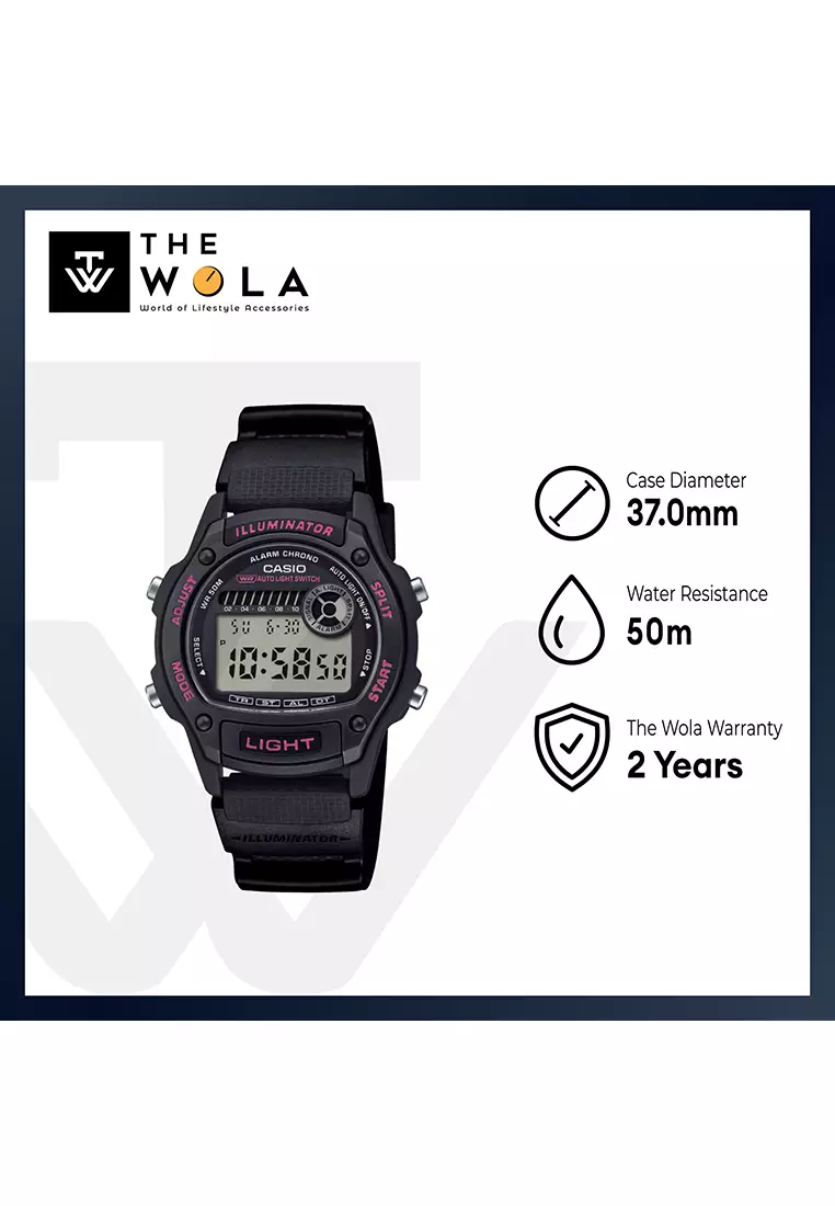 W-220H-1A2V Men Digital Sports Watch Black Resin Band