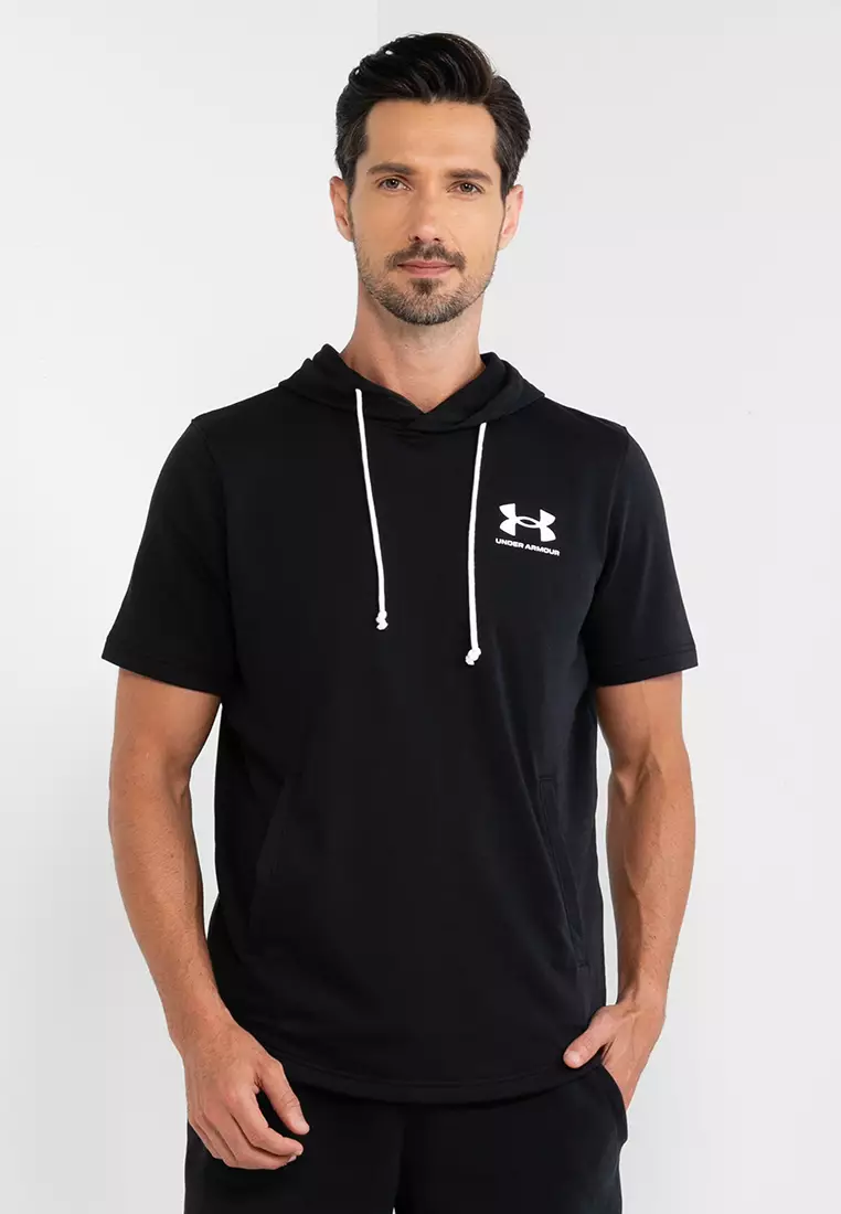 Under Armour Rival Terry Short Sleeve Hoodie Black