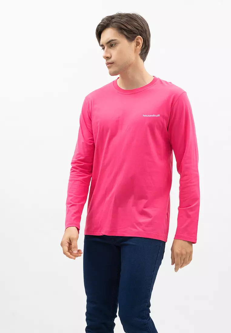 Houseofcuff Kaos Cotton Combed Lengan Panjang Pria Pink Fanta