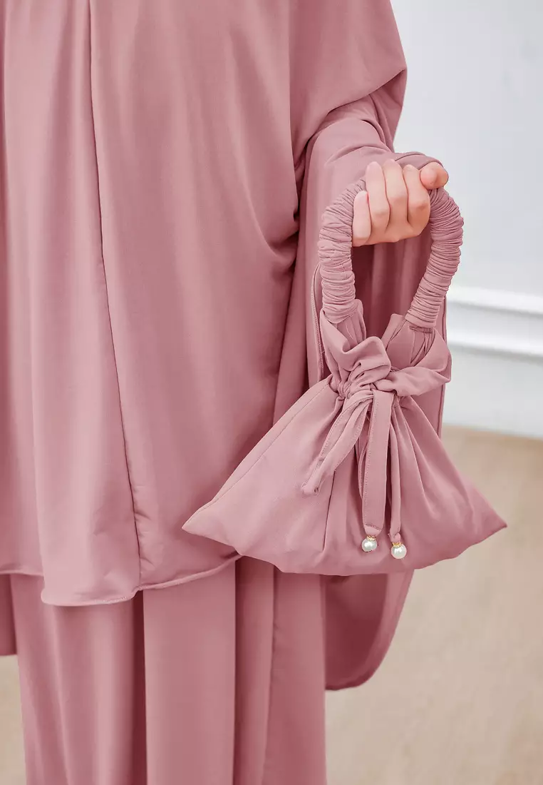 Zelena - Raudhia Prayer Set | Mukena French Khimar Set - Rose Tan - Remaja