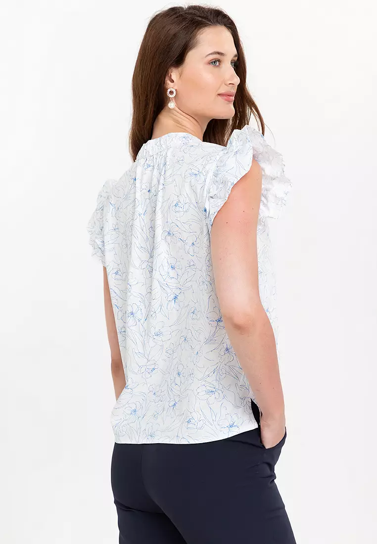Latisha Butterfly Sleeves Floral Blouse
