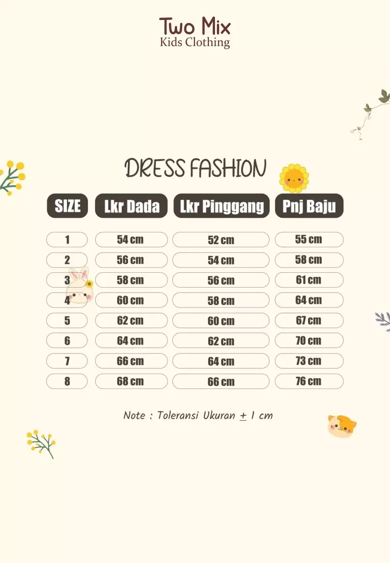 Two Mix - Dress Anak Santai Perempuan - Baju Anak Cewek Kasual 1-8 Tahun 4333