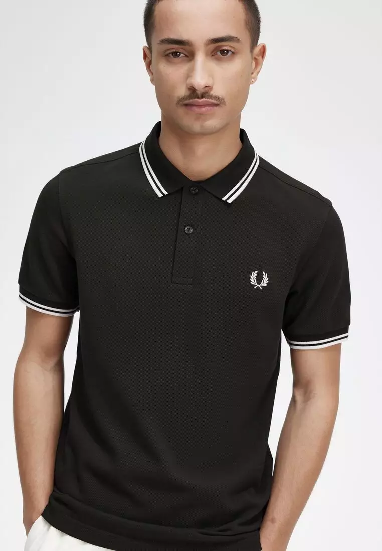 Fred Perry M3600 Twin Tipped Fred Perry Shirt (Night Green / Snow White / Snow White)