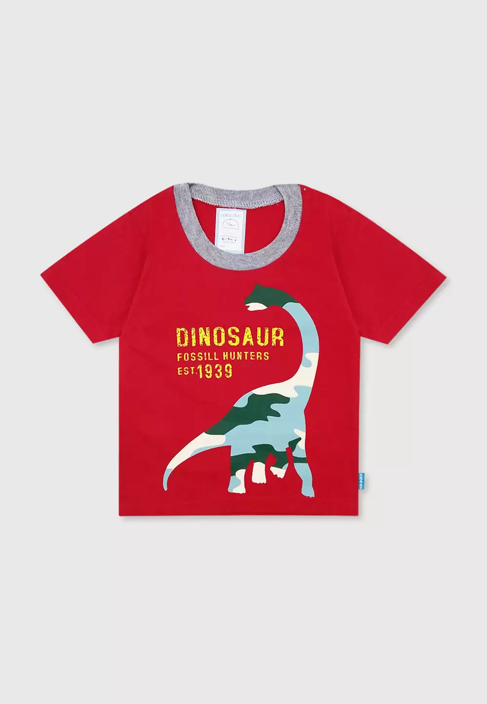 Wakakids Setelan Bayi Laki Laki Baju Lengan Pendek Anak Usia 6 Bulan Hingga 12 Bulan Set Celana Jeans Motif Dinosaurus 3238 Merah