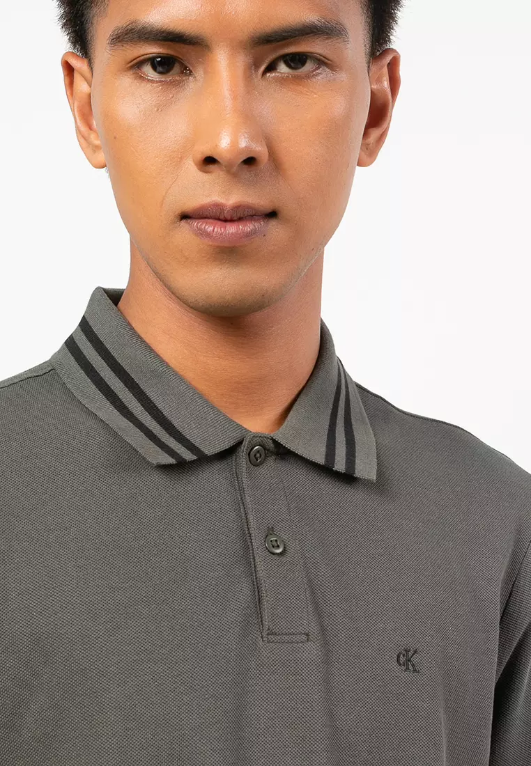 Monogram Pique Tipped Polo Shirt