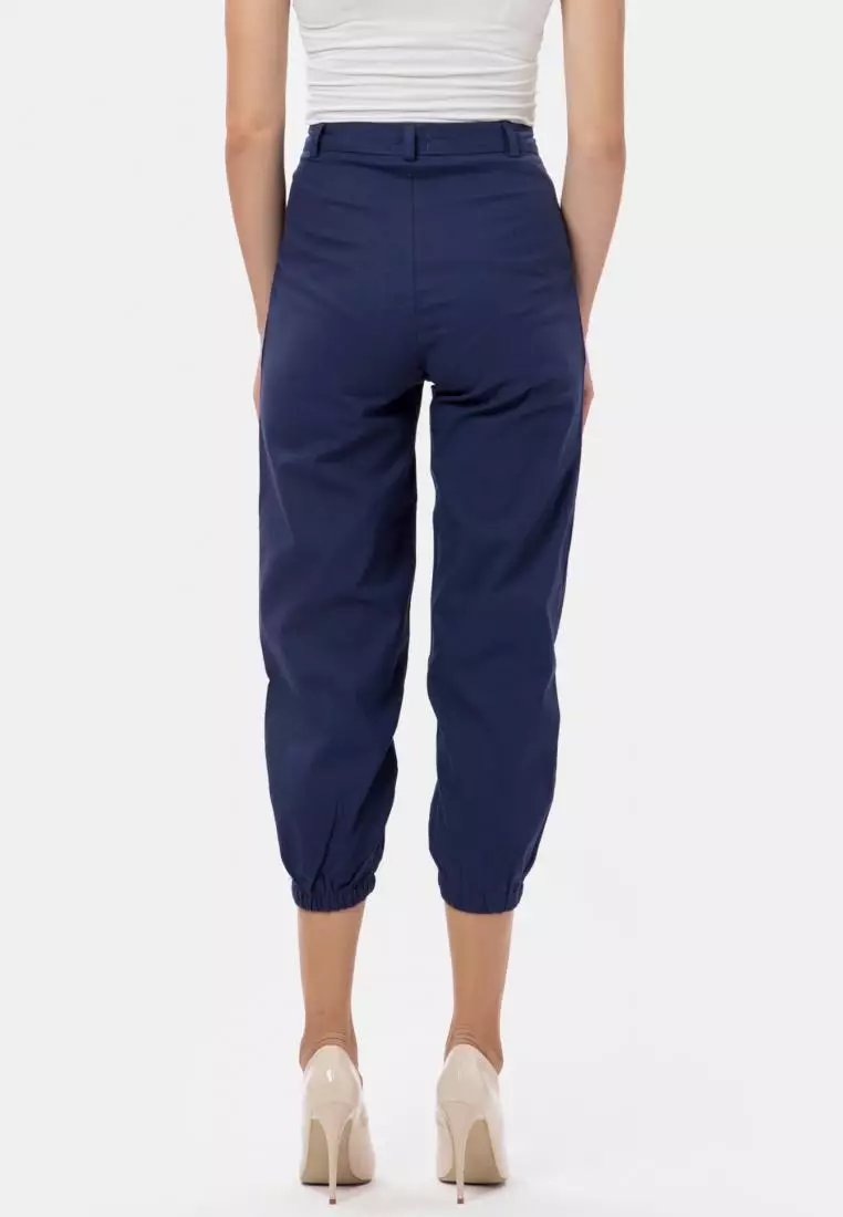 Button Joger Pants in Blue