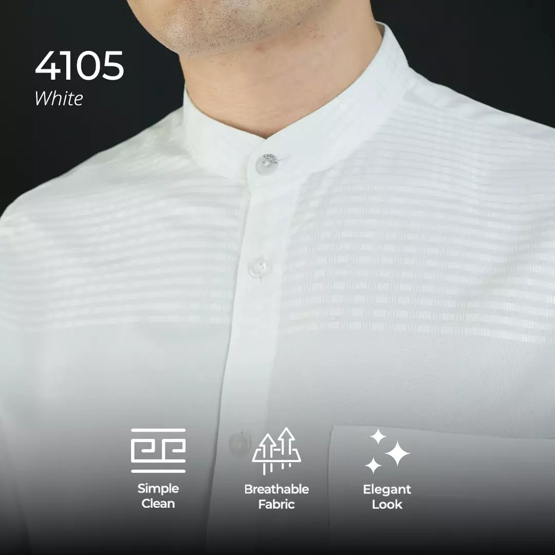 Casella Baju Koko Pria Lengan Pendek | Baju Koko Horizontal Harun 4105 White