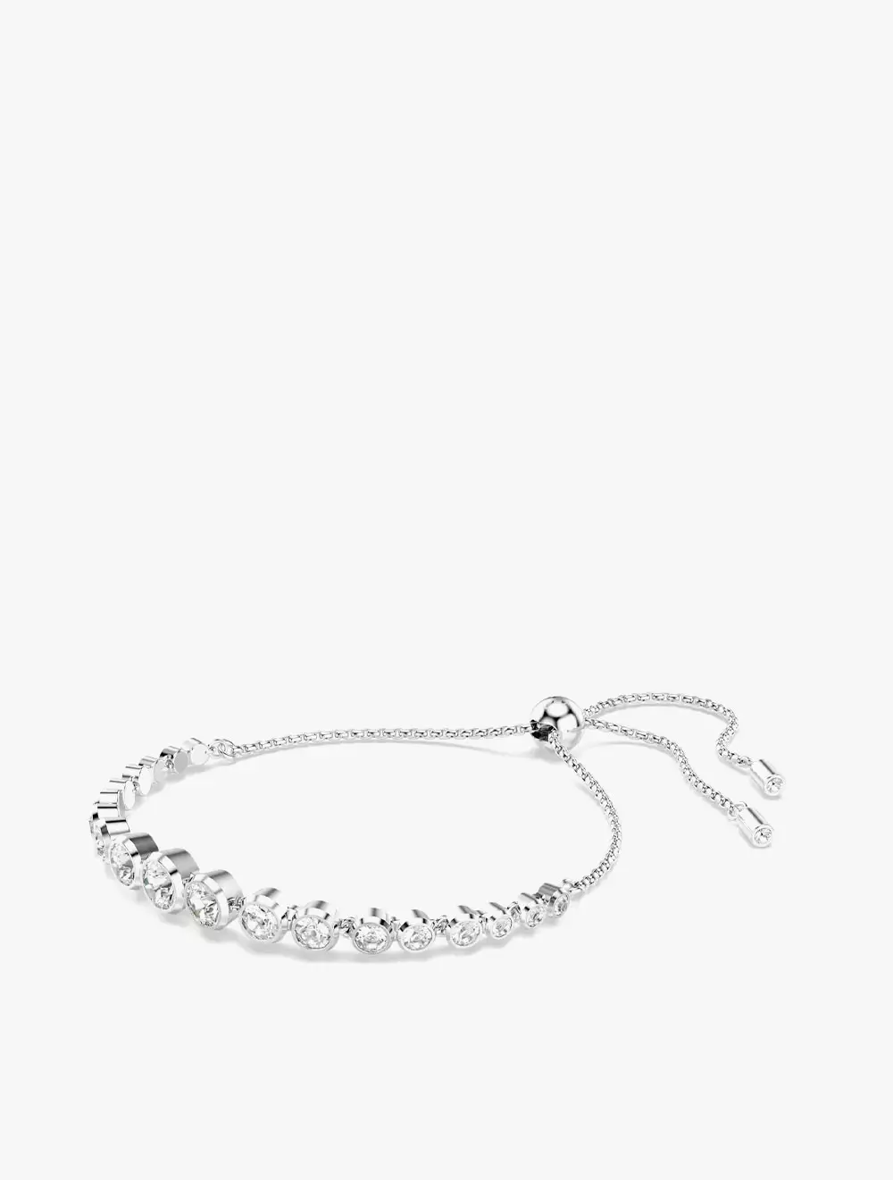 Imber Tennis bracelet, Mixed round cuts, White, Rhodium plated - M - WHITE
