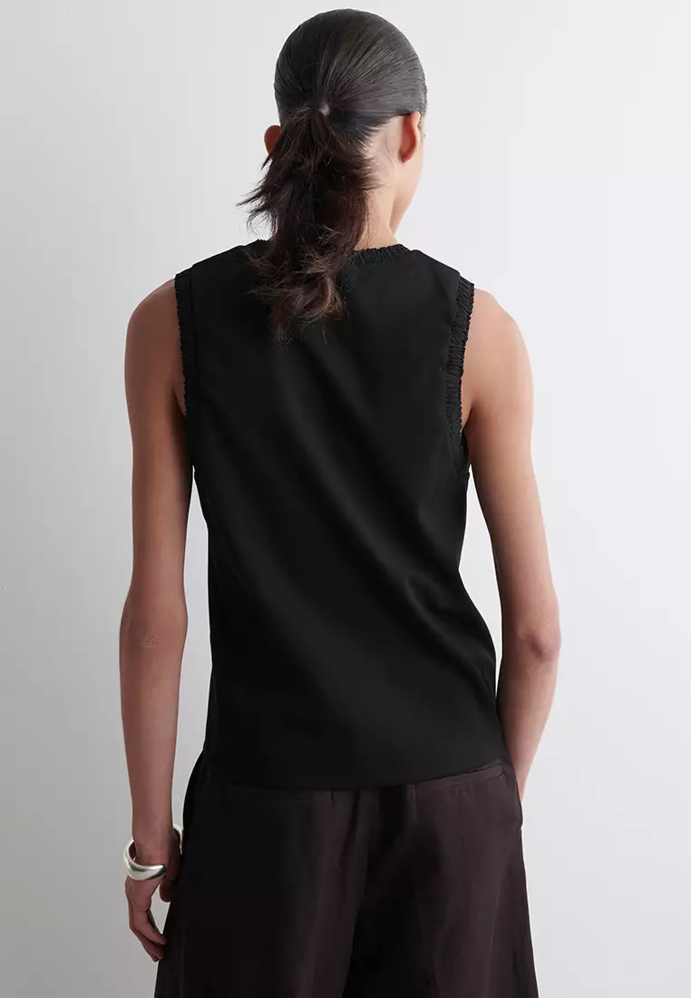 Gathered Cotton Tank Top