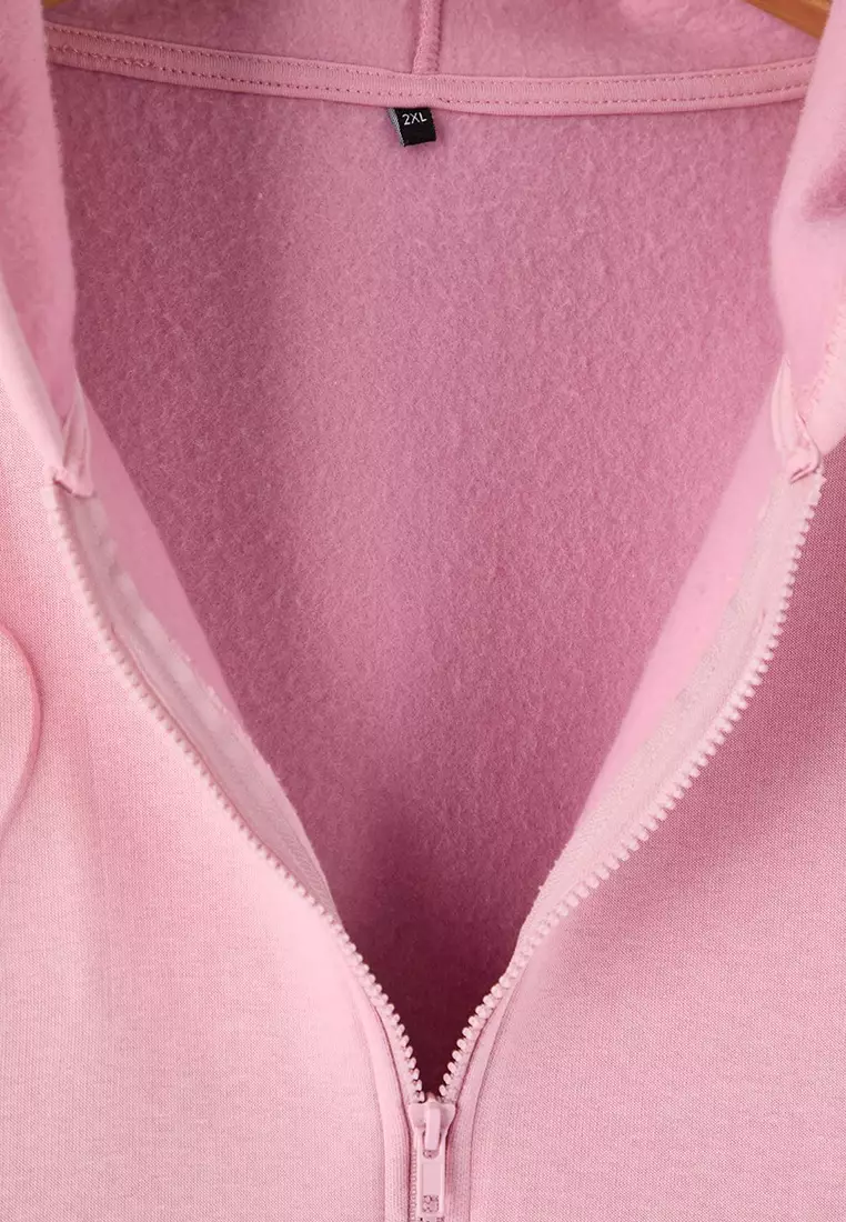 Pink Hooded Embossed Printed Sharodnlu Knitted Large Size Tracksuit Set Tbbaw26Ts00009