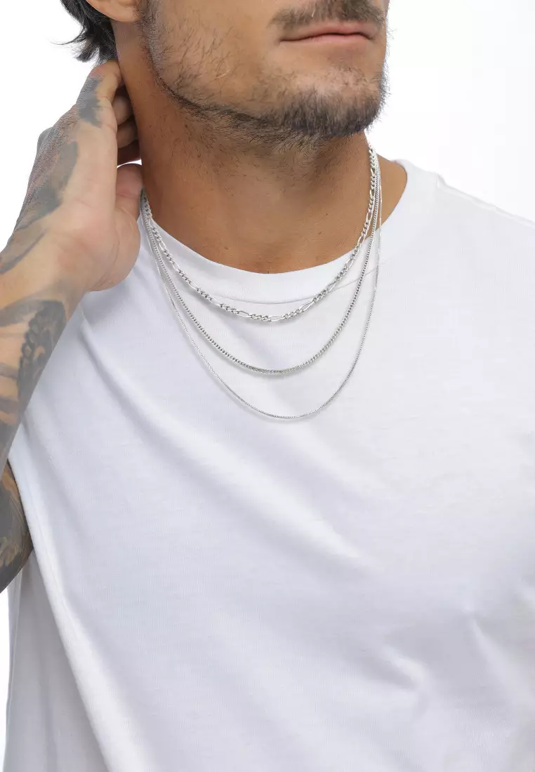 EXCLUSIVE Kalung Perhiasan Perak 925 Pria Layer Armoured Chain