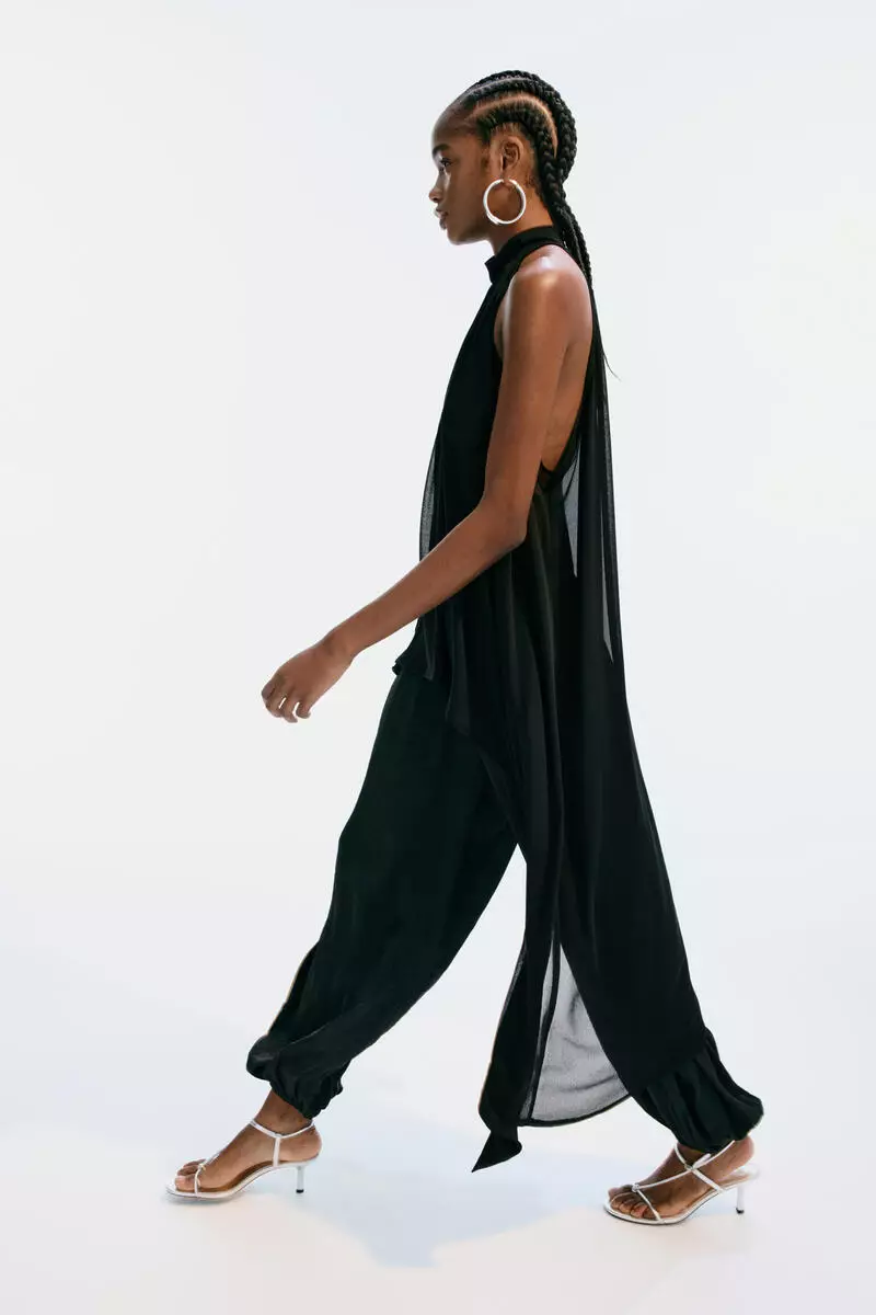 Draped-panel balloon trousers