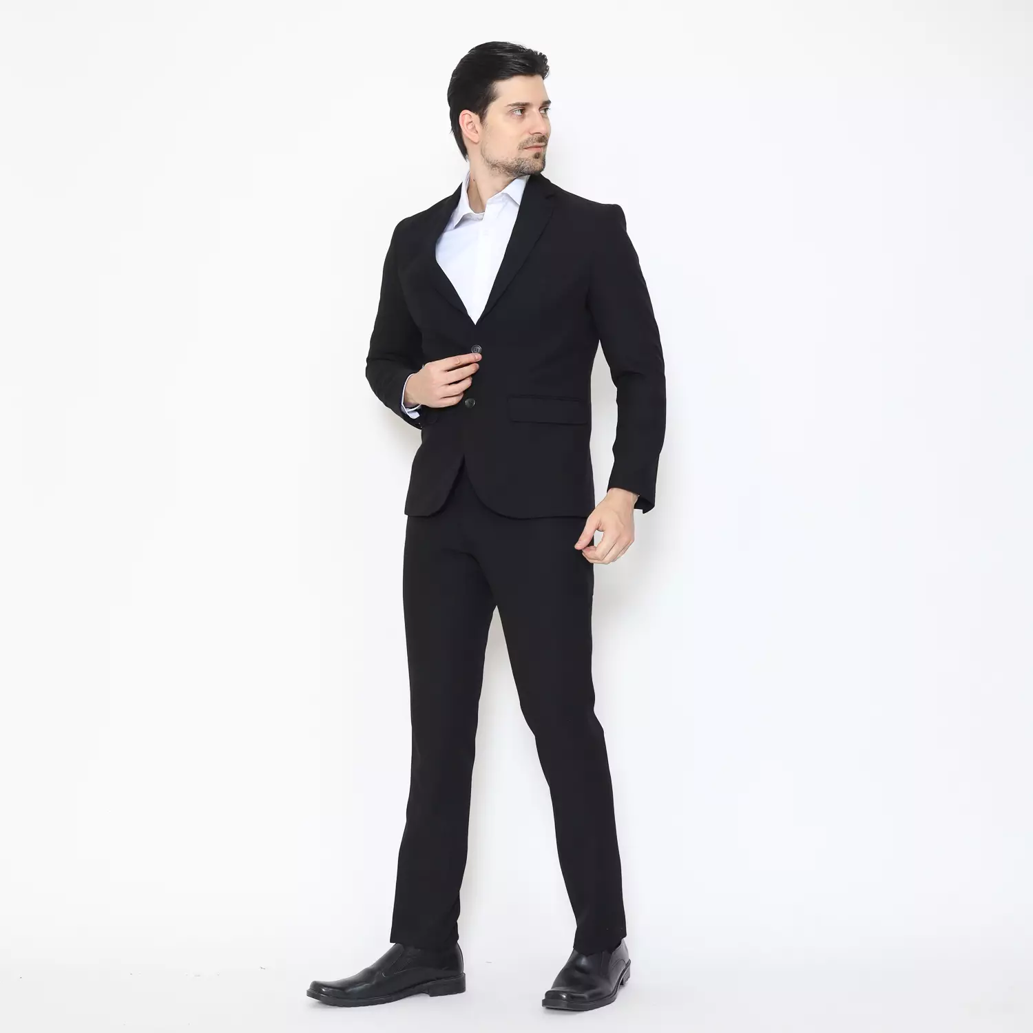 Lawell Jas Pria Warna Hitam | Polyester Viscose Stretch Pinstripe | L-WORD