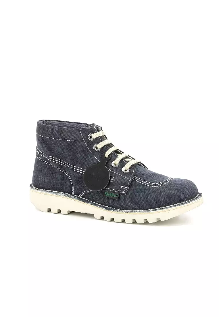 Kickers Kick High Blue Leather Women Ankle Boots 2024 Buy