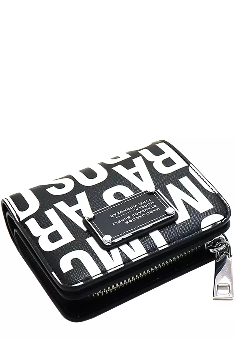 Jumbled Logo Trademarc Mini Compact Wallet - Black/ White 4S4SMP009S02