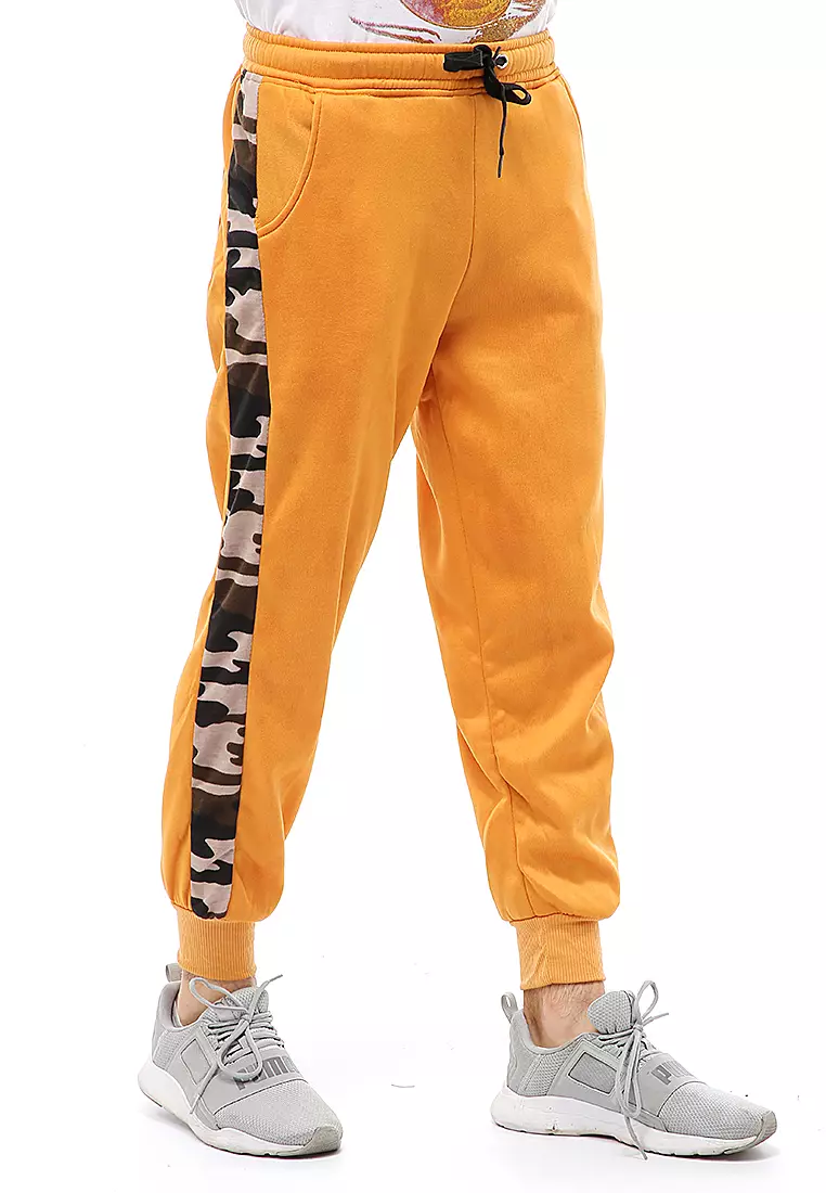 Locko Long Pants Celana Jogger Pria Kombinasi List Army Material Fleece ORIGINAL - Mustard