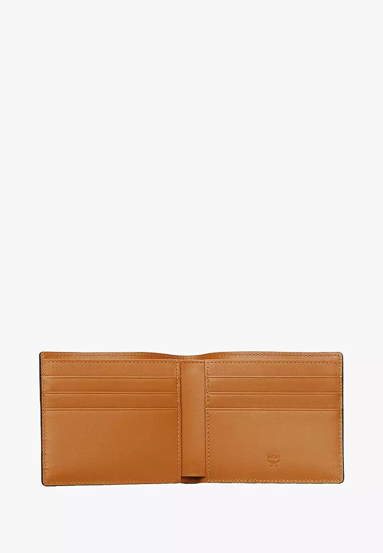 One Size Claus Bifold Money Clip Wallet in Visetos Cognac